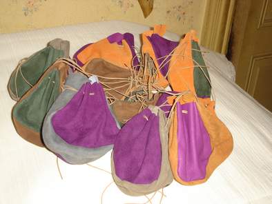 bourses bicolores en peau velour